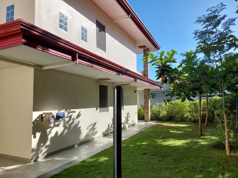 Shaded garden with trees