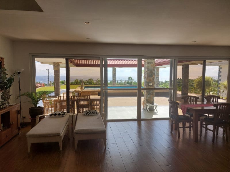 View of the pool from the living room