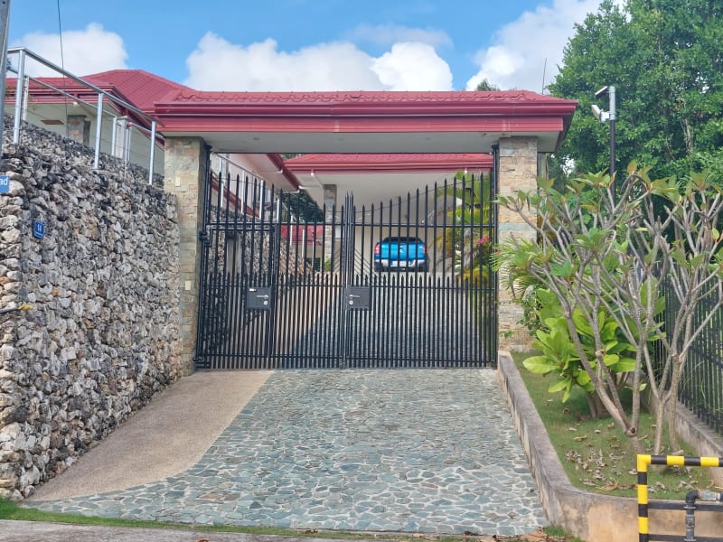 View of the garage door and entrance