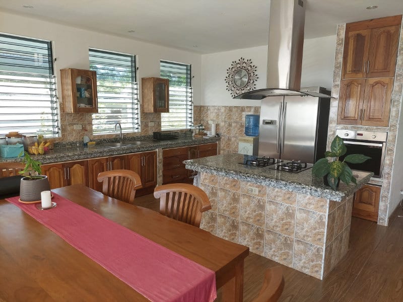 Kitchen details with side-by-side refrigerator